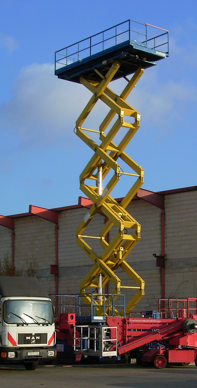 A scissor lift.